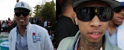 Chris Brown in Ti$a Vi$ion Olympic Adidas Jacket & Tyga in Louis Vuitton  Bindi Sunglasses